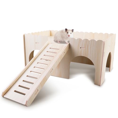 WIYETY Hamster Meerschweinchen Bett Holz: Meerschweinchen Haus mit Rampe, Hamster Zubehör, Meerschweinchen Zubehoer, Hamster Haus Holz für Zwergkaninchen Chinchillas Hamster Frettchen Rennmäuse WIYETY Hamster Meerschweinchen Bett Holz: Meerschweinchen Haus mit Rampe, Hamster Zubehör, Meerschweinchen Zubehoer, Hamster Haus Holz für Zwergkaninchen Chinchillas Hamster Frettchen Rennmäuse von WIYETY
