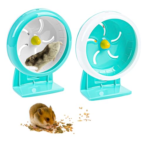 WIYETY Hamsterrad Silent Hamster Rad: Silent Wheel Ruhiges Hamster Rad Super-Silent Hamster Übungsrad Einstellbarer Stand Leise Hamster Spielzeug Transparent Kleine Haustiere Laufrad (Blau) von WIYETY