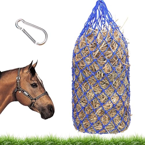 WIYETY Heunetz für Pferde Groß: Futternetz mit Ringen und Karabinerhaken, Heunetz für Pferde 100cm, Maschenweite 5 x 5 cm, Heunetz Pferd Heusack für Pferde, Blau WIYETY Heunetz für Pferde Groß: Futternetz mit Ringen und Karabinerhaken, Heunetz für Pferde 100cm, Maschenweite 5 x 5 cm, Heunetz Pferd Heusack für Pferde, Blau von WIYETY