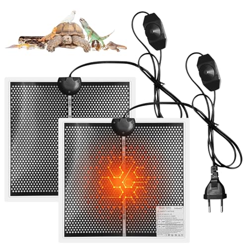 WIYETY Terrarium Heizmatte: 2er-Pack 28x28cm 14W Einstellbare Temperaturregelung, Reptilien Wärmekissen mit Kontrolle für Schlangen, Echsen, Frosch Einsiedlerkrebs und Geckos von WIYETY