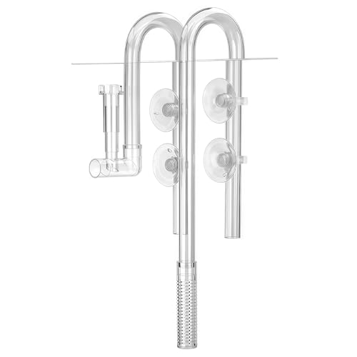 WIYETY U-förmiges Aquarium Einlauf Auslauf: Abfluss Seerosenrohr mit 4 Leistungsstarken Saugnäpfen, Aquarium Filtratrohr für Fischtank Pflanzentank Aquarium Pflanztank(16 Mm) von WIYETY