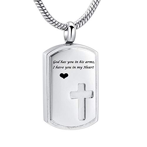 Gedenkurnen-Halskette für Menschen/Haustier, mit Gravur "God has you in his arms, I have you in my heart", 3 Stück von WJDT