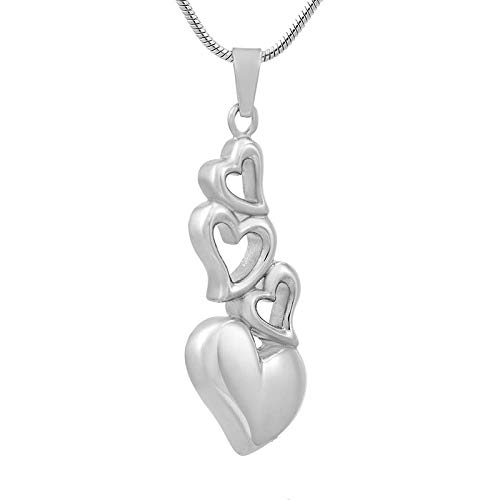 WJDT Charm Heart Vier Suspension Haustier/Menschliche Asche Halter Asche Container Souvenir Anhänger Sarg Begräbnismemorial Geschenk Sympathie-5 stücke Halskette_Silber- von WJDT