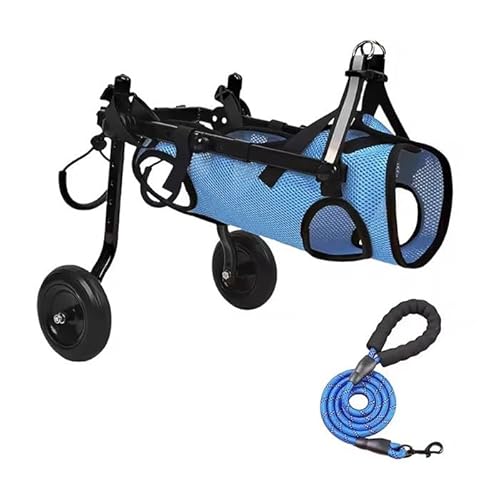 WJJKJH Aktualisierter Hunderollstuhl for Die Hinterbeine, Rollstuhlwagen for Kleine Hunde Mit Rädern, Leichtgewichtsrollstuhl(Blue,M) von WJJKJH
