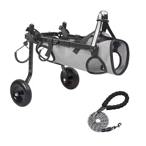 WJJKJH Aktualisierter Hunderollstuhl for Die Hinterbeine, Rollstuhlwagen for Kleine Hunde Mit Rädern, Leichtgewichtsrollstuhl(Gray,XS) von WJJKJH