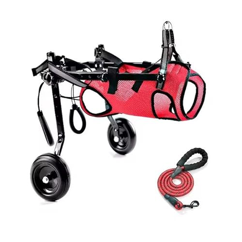 WJJKJH Aktualisierter Hunderollstuhl for Die Hinterbeine, Rollstuhlwagen for Kleine Hunde Mit Rädern, Leichtgewichtsrollstuhl(Red,M) von WJJKJH