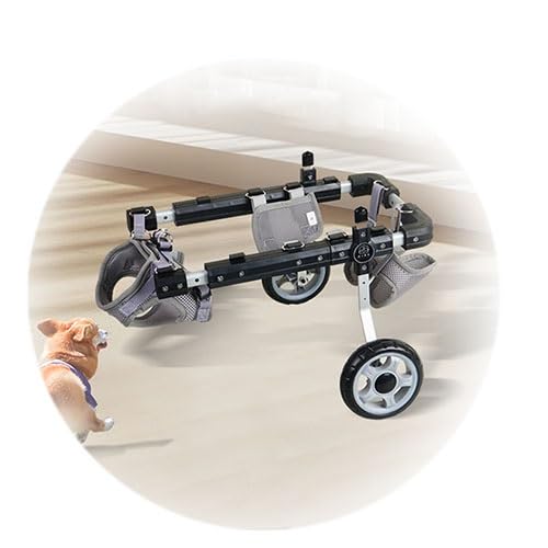 WJJKJH Großer Hunderollstuhl for Hinterbeine Mit Multifunktions-Haustierlift, Rollstuhl for Hunde, Verdickt, Verstellbarer Hinterbein-Hunderollstuhl(2 Rounds,XS) von WJJKJH