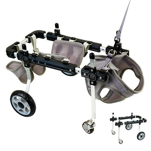 WJJKJH Großer Hunderollstuhl for Hinterbeine Mit Multifunktions-Haustierlift, Rollstuhl for Hunde, Verdickt, Verstellbarer Hinterbein-Hunderollstuhl(4 Rounds,Large) von WJJKJH