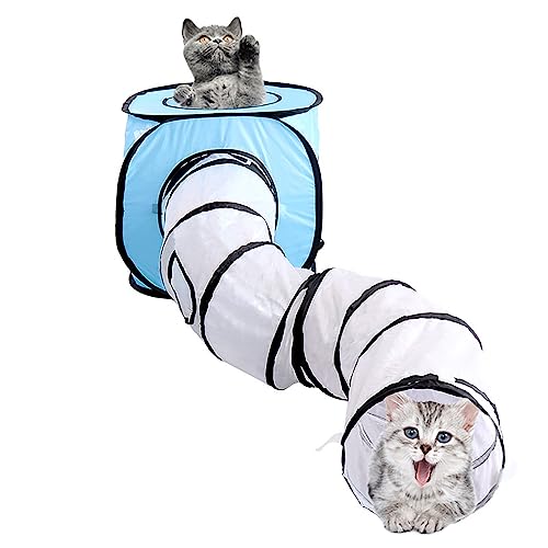 2-in-1-Katzenzelt für den Außenbereich, tragbares Katzenzelt mit Tunnel-Popup, windabweisende Struktur/atmungsaktiver Bildschirm/langlebig, für Katzen und Kleintiere von WJYLM