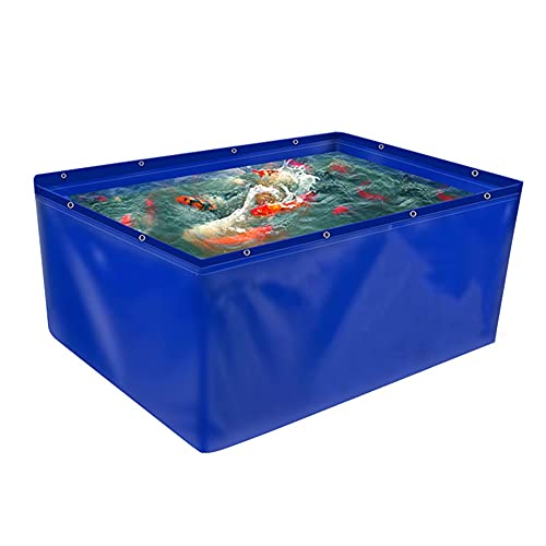 Oberirdischer Fischteich, 0,45 mm Hochleistungsplanen-Wasserspeicherbecken mit Ablassventil, PVC-Leinwand für Teiche, Aquarien, Koi, Goldfische (Farbe: Blau, Größe: 2 x 8 x 1 m) von WJYLM