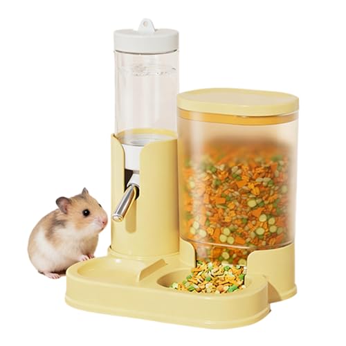 WJnflQN Hamster Trinkflasche Und Futterspender | Automatische Trinkflasche Für Kleine Nagetiere,Auslaufsichere Trinkwasserflasche Mit Futter Napf Für Kleintiere | Für Wüstenrennmäuse von WJnflQN