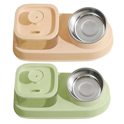 WJnflQN Hundefutter und Wasserschale, Katzenfutter- und Wasserspender | Lecksofes Katzenfutterspender mit großer Kapazität,Trocken- und Trennung Haustierbrunnen für Multi -Haustier -Haushalte von WJnflQN