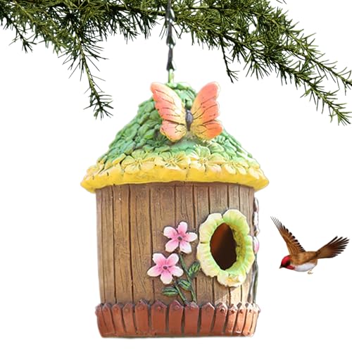 WJnflQN Vogelhaus für den Außenbereich – hängbares Vogelhaus | Kunstharz niedliche kleine Vogelhäuser Cottage für draußen im Freien Bluebird Finken Baum Garten Hof Dekoration WJnflQN Vogelhaus für den Außenbereich – hängbares Vogelhaus | Kunstharz niedliche kleine Vogelhäuser Cottage für draußen im Freien Bluebird Finken Baum Garten Hof Dekoration von WJnflQN