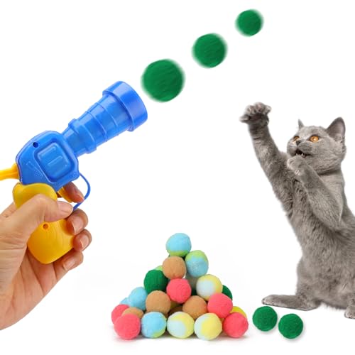 WLLHYF 50 Stück Katzenbälle, Katzenspielzeug Bälle mit Katzenspielzeug-Werfer Interaktives Spielzeug Haustier-Haarball Selbstspiel Katzenball-Spielzeug für Katzen Kitty von WLLHYF