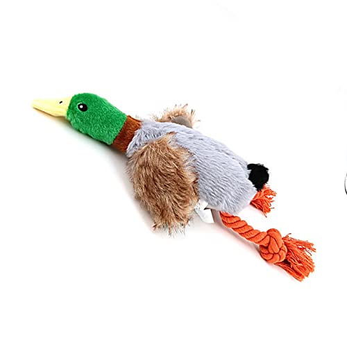 WLTY Niedliches Plüsch-Enten-Sound-Spielzeug gefülltes quietschendes Tier-Quietsch-Hundespielzeug Reinigungszahn-Hundekauseil-Spielzeug von WLTY