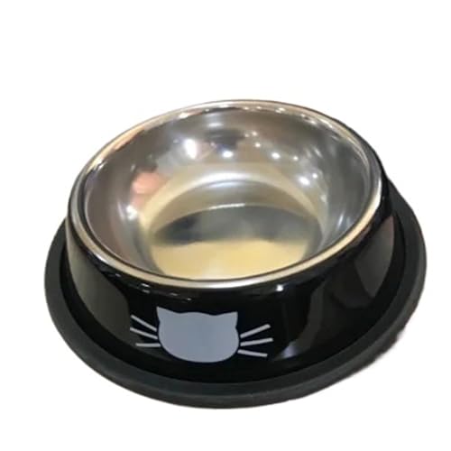 1PC Mehrfarbige Edelstahl-Napf for Hunde und Katzen, rutschfest, Nicht fallend, Essen und Trinken, Tiernahrungsbehälter, Futternapf, Schüssel Katzennapf (Color : Black) von WLTYSM
