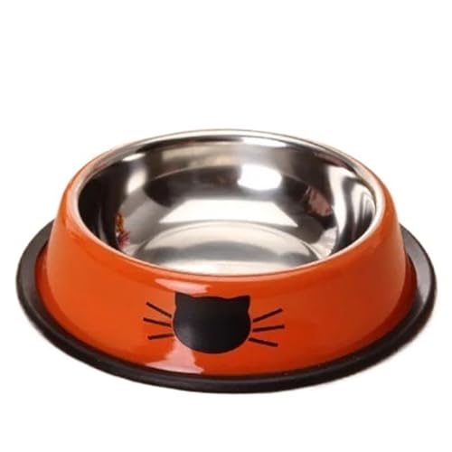 1PC Mehrfarbige Edelstahl-Napf for Hunde und Katzen, rutschfest, Nicht fallend, Essen und Trinken, Tiernahrungsbehälter, Futternapf, Schüssel Katzennapf (Color : Brown) von WLTYSM