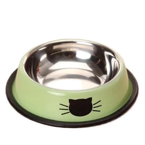 1PC Mehrfarbige Edelstahl-Napf for Hunde und Katzen, rutschfest, Nicht fallend, Essen und Trinken, Tiernahrungsbehälter, Futternapf, Schüssel Katzennapf (Color : Green) von WLTYSM