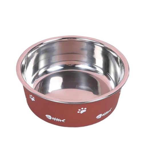 1pc Edelstahl Haustier Katze Fütterung Schüssel Langlebig Schöne Pfote Gedruckt Nicht-Slip Einzigen Schüssel Haustier Hund Schüssel Essen Trinken Tablett Feeder Katzennapf (Color : Gray, Size : S) von WLTYSM