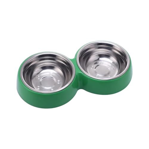 Doppelter Futternapf aus Edelstahl, Trinkgeschirr for Haustiere, Katzenfutter, Welpenfutter, Futter for Kätzchen, Wasserzubehör Katzennapf (Color : Green2) von WLTYSM