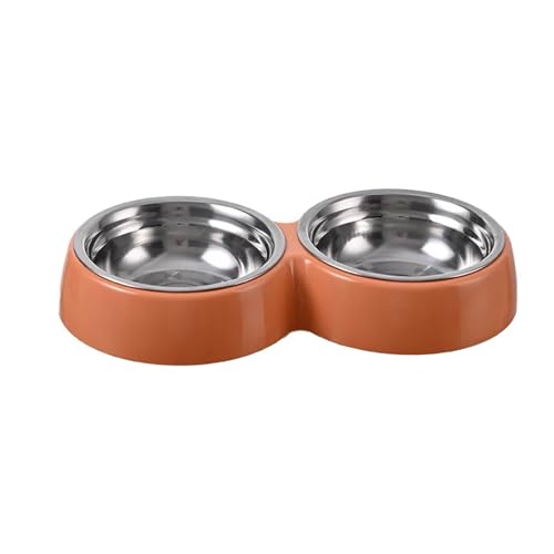 Doppelter Futternapf aus Edelstahl, Trinkgeschirr for Haustiere, Katzenfutter, Welpenfutter, Futter for Kätzchen, Wasserzubehör Katzennapf (Color : Orange2) von WLTYSM