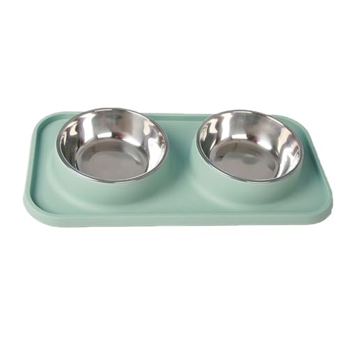 Doppelter Katzennapf aus Edelstahl, Rutschfester Katzenfutternapf, Haustiernäpfe mit Standwasser, Hundefutter, Wasserspender, Katzenzubehör Katzennapf (Color : Blue) von WLTYSM