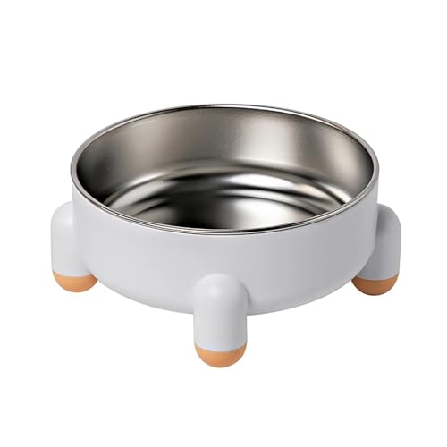 Edelstahl-Futternapf mit Ständer, kein Verschütten, Haustier-Einzelnapf for Hunde, Katzen, Futter, Wasser, Futterspender, Katzen, kleine Hunde, Haustiernapf Katzennapf (Color : White) von WLTYSM