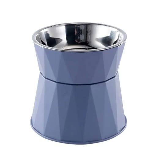 Edelstahl-Katzennapf, hoher Fuß, Hundenapf, Nackenschutz, Katzenfutter, Wasser, Anti-Umkipp-Schüssel, Futterspender for Haustiere Katzennapf (Color : Blue) von WLTYSM