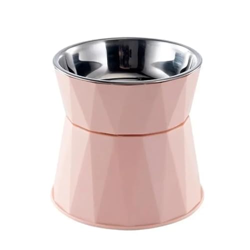 Edelstahl-Katzennapf, hoher Fuß, Hundenapf, Nackenschutz, Katzenfutter, Wasser, Anti-Umkipp-Schüssel, Futterspender for Haustiere Katzennapf (Color : Pink) von WLTYSM