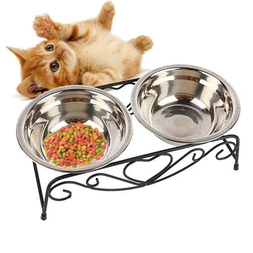 Edelstahl-Katzennapf for Füttern und Wasser. 2-Schüssel-Futterstation. Rutschfestes Katzenzubehör mit Edelstahlständer Katzennapf Edelstahl-Katzennapf for Füttern und Wasser. 2-Schüssel-Futterstation. Rutschfestes Katzenzubehör mit Edelstahlständer Katzennapf von WLTYSM