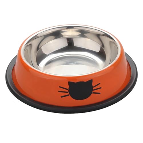 Edelstahl-Napf for Katzen, Kätzchen, Welpen, rutschfest, for kleine Hunde und Katzen Katzennapf (Color : Orange) von WLTYSM
