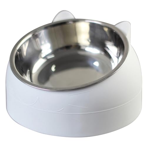 Futternäpfe for Katzen aus Edelstahl, 15° geneigter Napf for Hunde und Katzen, kreative Futternäpfe for Kätzchen und Welpen, schützen den Hals, rutschfest Katzennapf (Color : White, Size : 200ML) von WLTYSM