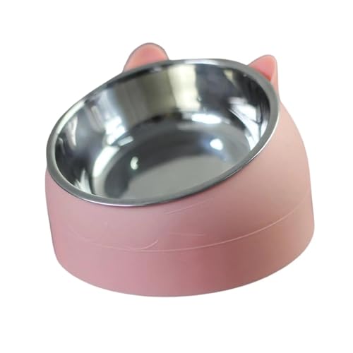 Futterspender for Haustiere, 15° erhöht, rutschfest, for Trinkfutter, geneigt, erhöhter Katzen- und Hundenapf for Kätzchen, Katzen, kleine und mittelgroße Hunde Katzennapf (Color : Pink) von WLTYSM
