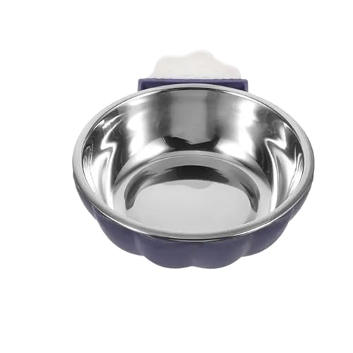Hängende Futternapf-Set for Hunde, kleine Futternäpfe, Futternapf for Katzen, Wandmontage, Wasserkäfig, Kunststoffkiste, Kätzchenbedarf, Edelstahl Katzennapf (Color : Purple, Size : S) von WLTYSM