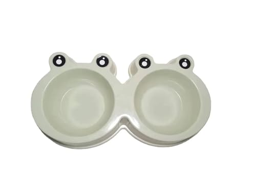 Haustier-Frosch-Doppelnäpfe for Katzen und Hunde for Essen und Trinken, integrierte Kunststoff-Edelstahlschüssel, Geschirrzubehör Katzennapf (Color : Green Plastic) von WLTYSM