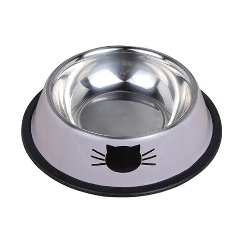 Haustier-Futternäpfe, Edelstahl, rutschfest, auslaufsicher, Hundenapf, langlebig, Anti-Fall-Futternapf for Katzen, Welpen, for Welpen, Teddys, Kätzchen Katzennapf (Color : Gray) von WLTYSM