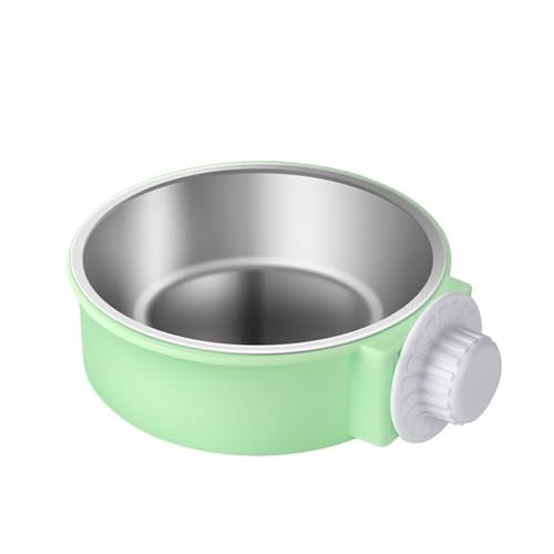 Haustier-Futternapf for Aufhängen, rutschfest, for Katzen und Hunde, Futternäpfe aus Edelstahl, for Welpen, kann am Käfig befestigt Werden Katzennapf (Color : Green Double Bowl, Size : L 5x17CM) von WLTYSM