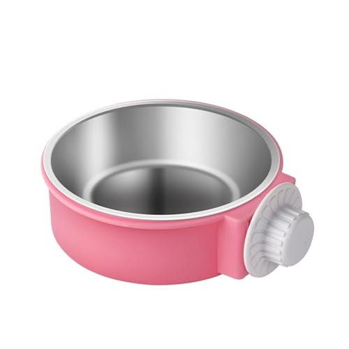 Haustier-Futternapf for Aufhängen, rutschfest, for Katzen und Hunde, Futternäpfe aus Edelstahl, for Welpen, kann am Käfig befestigt Werden Katzennapf (Color : Pink Double Bowl, Size : S 4x13CM) von WLTYSM