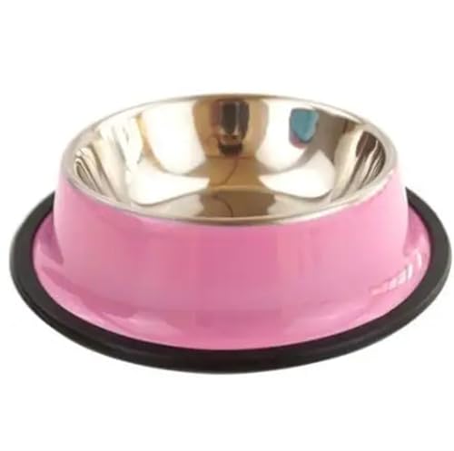 Haustiere, Hunde, Katzen, Welpen, rutschfest, Edelstahl, for Reisen, Futter, Wasser, Schüssel Katzennapf (Color : Pink) von WLTYSM