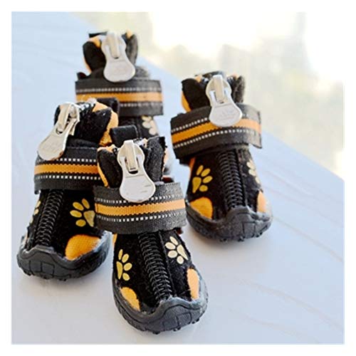 Hundeschuhe Pfotenschutz Wasserdichter Kleiner großer Hund golden Retriever Stiefel Winter warme große Haustier Schuhe Anti-klid verschleißfest Pfotenschutz für Hunde 1229 (Color : Orange 4pcs Set, von WLTYSM