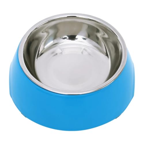 Katzen-Welpen-Kätzchen-Futterspender, Tierfutter- und Wassernäpfe, Futterspender, Heimtierbedarf, Edelstahl, Einzelnapf, Doppelnapf Katzennapf (Color : Blue Single Bowl, Size : L) von WLTYSM