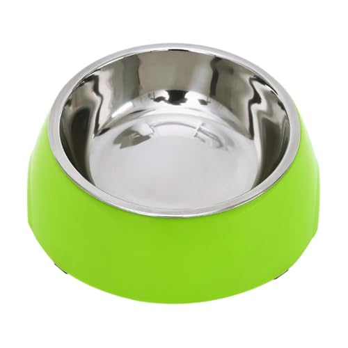 Katzen-Welpen-Kätzchen-Futterspender, Tierfutter- und Wassernäpfe, Futterspender, Heimtierbedarf, Edelstahl, Einzelnapf, Doppelnapf Katzennapf (Color : Green Single Bowl, Size : S) von WLTYSM