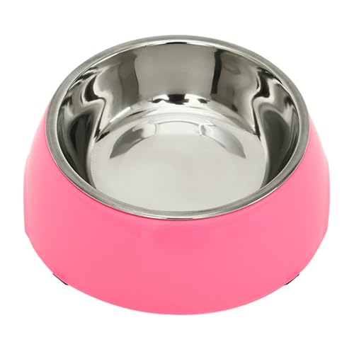 Katzen-Welpen-Kätzchen-Futterspender, Tierfutter- und Wassernäpfe, Futterspender, Heimtierbedarf, Edelstahl, Einzelnapf, Doppelnapf Katzennapf (Color : Pink Single Bowl, Size : L) von WLTYSM