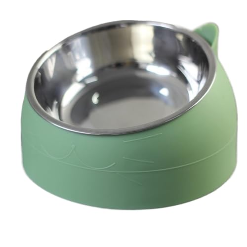 Katzen- und Hundenapf, 15 Grad erhöht, Katzennäpfe aus Edelstahl, schützen den Hals, Welpen-Katzen-Futternapf, rutschfest, Crash-erhöhter Futternapf for Katzen Katzennapf (Color : Green, Size : 800m von WLTYSM