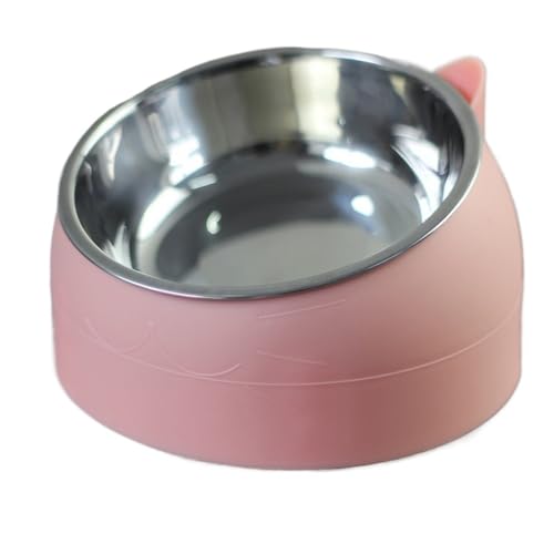 Katzen- und Hundenapf, 15 Grad erhöht, Katzennäpfe aus Edelstahl, schützen den Hals, Welpen-Katzen-Futternapf, rutschfest, Crash-erhöhter Futternapf for Katzen Katzennapf (Color : Pink, Size : 400ml von WLTYSM