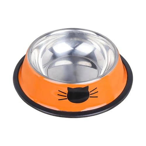 Katzenfutternapf, Edelstahl, for Kätzchen, Katzenfutter, Wassernapf mit Rutschfester Gummibasis, Kleiner Haustiernapf, Katzenzubehör, Heimtierbedarf Katzennapf (Color : Orange) von WLTYSM