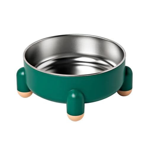 Katzennapf in Edelstahlform, for Welpen, Katzen, Futter, Trinkwasser, rutschfest, mit hohem Fußboden, teilbar Katzennapf (Color : Green) von WLTYSM