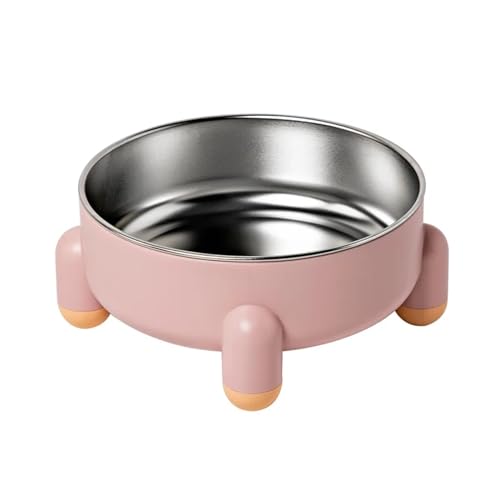 Katzennapf in Edelstahlform, for Welpen, Katzen, Futter, Trinkwasser, rutschfest, mit hohem Fußboden, teilbar Katzennapf (Color : Pink) von WLTYSM