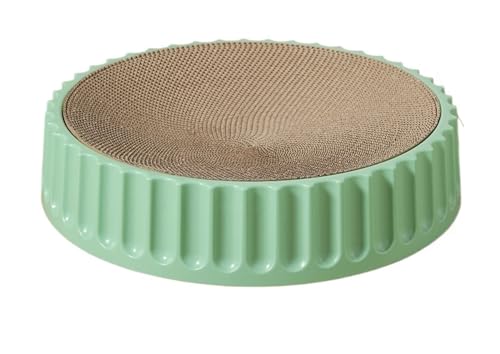 Kratzbretter Katze Rundes Katzenkratzbrett, Schleifklauen, Pappe, Wellpappe, Katzenkratzbrett, Kätzchenschaber, Haustiermöbelzubehör (Color : Green cat Scratcher, Size : L) von WLTYSM