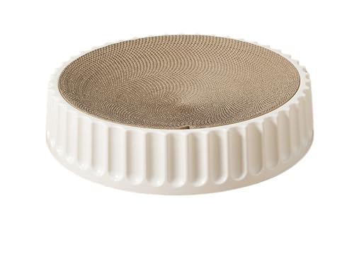 Kratzbretter Katze Rundes Katzenkratzbrett, Schleifklauen, Pappe, Wellpappe, Katzenkratzbrett, Kätzchenschaber, Haustiermöbelzubehör (Color : White cat Scratcher, Size : S) von WLTYSM